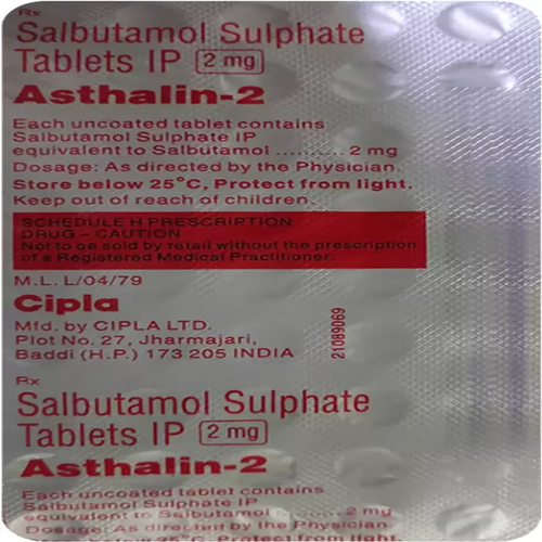Asthalin 2 mg Tablet, Salbutamol Bronchodilator Asthma Medicine
