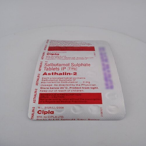 Asthalin 2 mg Tablet, Salbutamol Bronchodilator Asthma Medicine