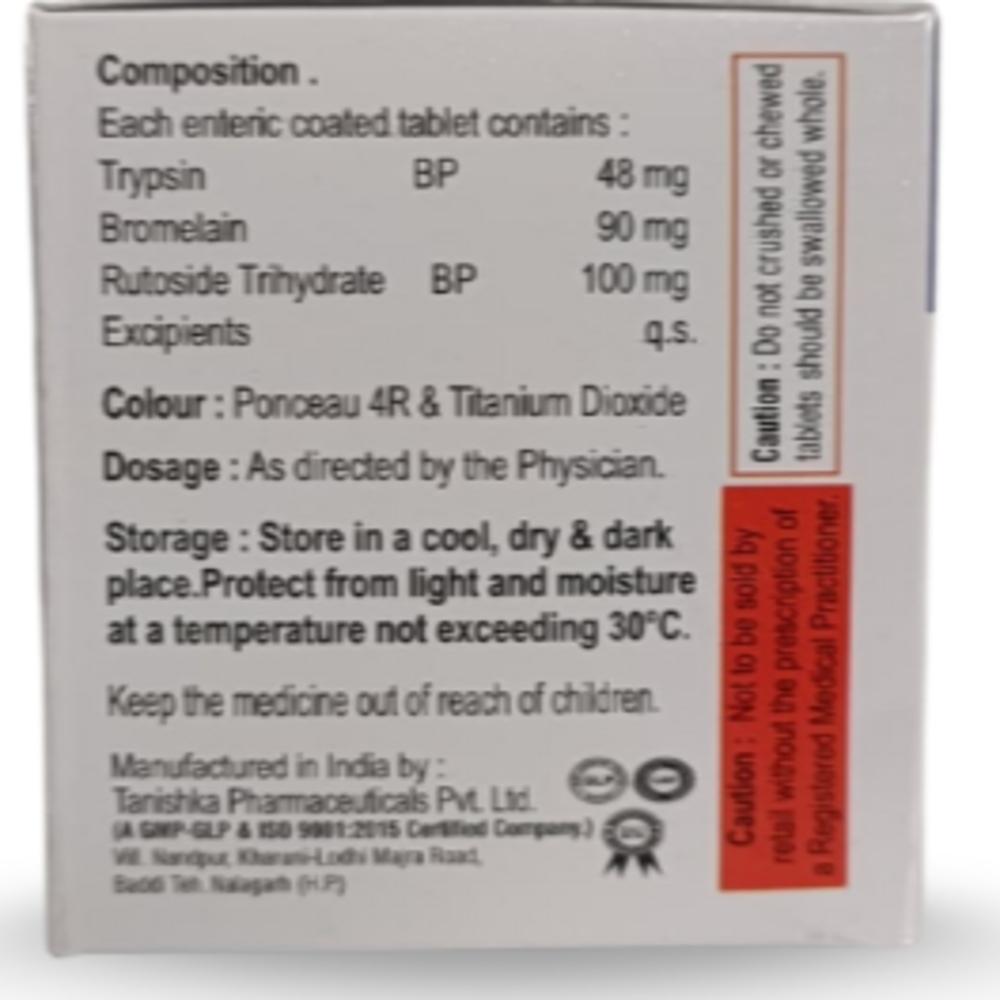 Trypsin 48mg + Bromelain 90mg + Rutoside 100mg Tablet
