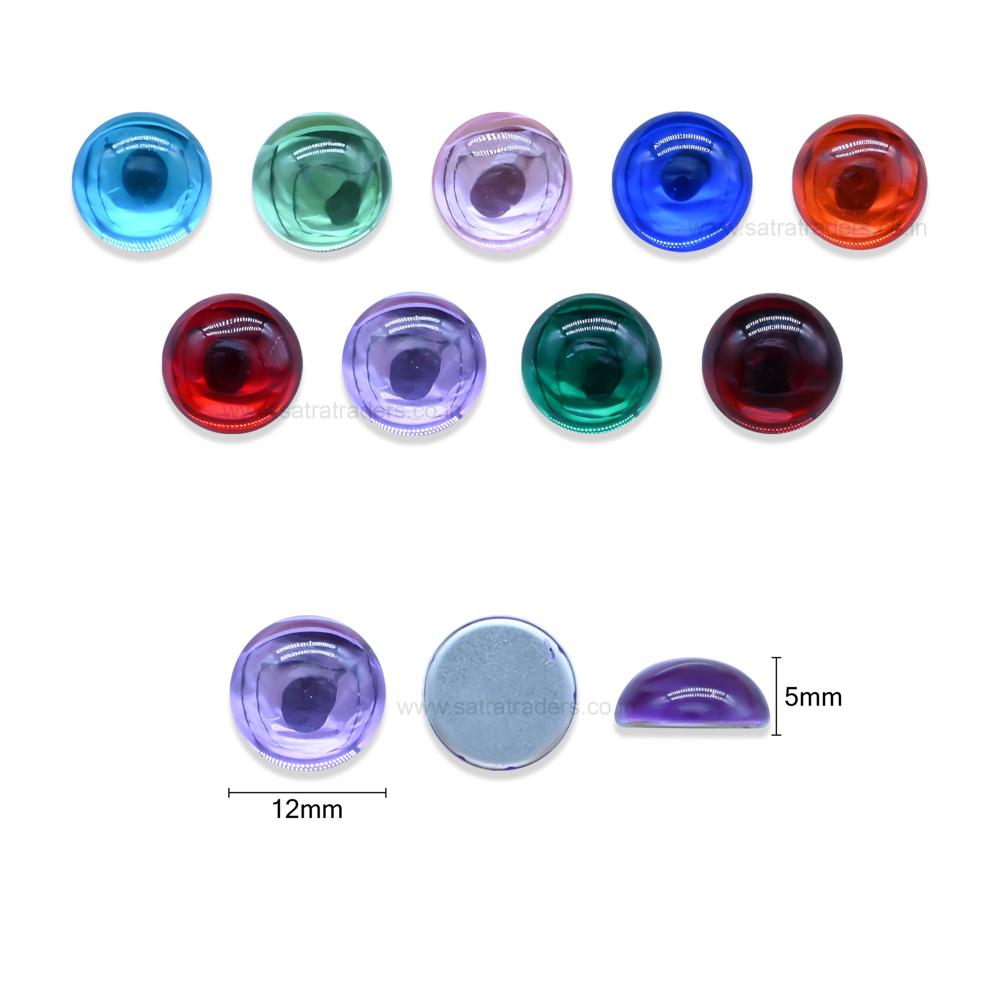 Round Glass Flatback Stones | Size : 12mm | Qty : 25pcs | AS10