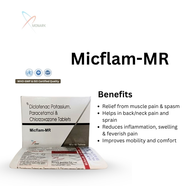 Diclofenac Potassium 50mg + Paracetamol 325mg + Chlorzoxazone 250mg Tablet - Brand Name: Micflam-mr