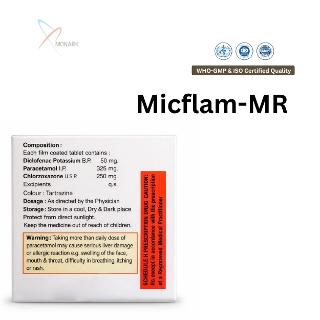 Diclofenac Potassium 50mg + Paracetamol 325mg + Chlorzoxazone 250mg Tablet - Brand Name: Micflam-mr
