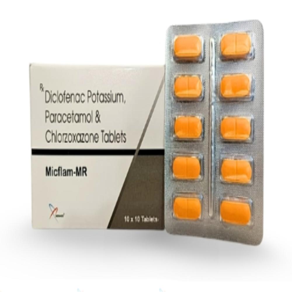Diclofenac Potassium 50mg + Paracetamol 325mg + Chlorzoxazone 250mg Tablet - Brand Name: Micflam-mr