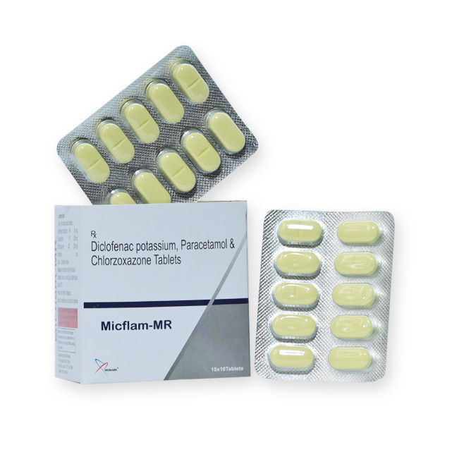 Diclofenac Potassium 50mg + Paracetamol 325mg + Chlorzoxazone 250mg Tablet - Brand Name: Micflam-mr