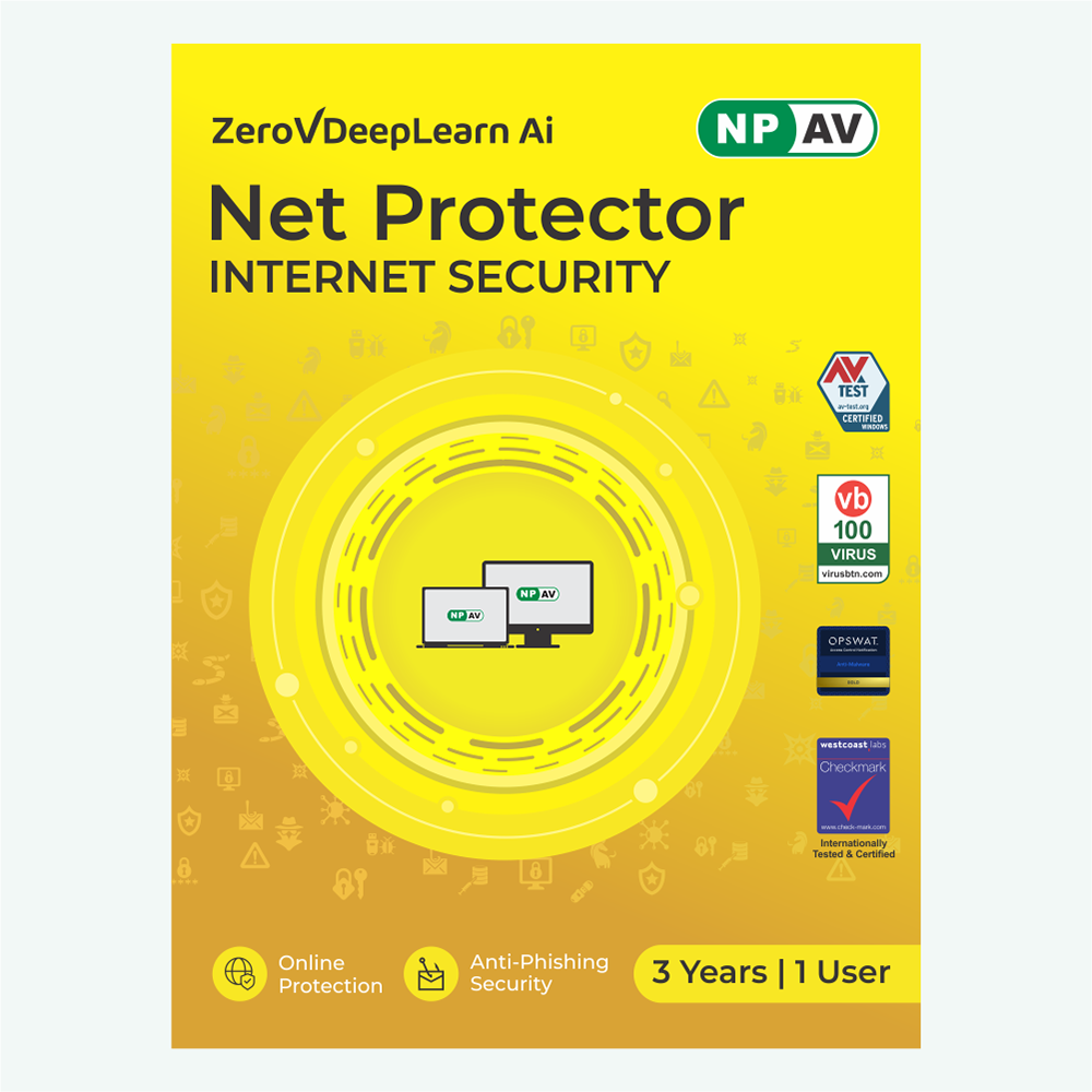 Net Protector Antivirus - Internet Security 2026 | 1 User - 3 Year  | Secure Shopping and Banking with ZeroVDeepLearn Ai 