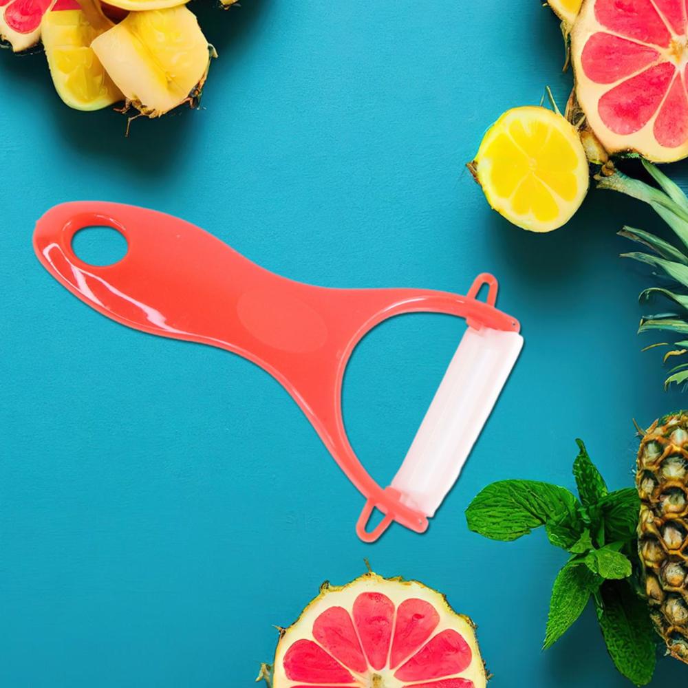Kitchen Knife Set with Marble Coated Blades, Red Handles (6 Pc)