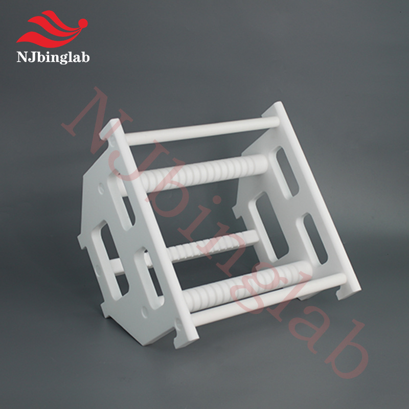 PTFE wafer cassette, for 140*140mm, 18 slots, Robot-arm compatible, with built-in hooks