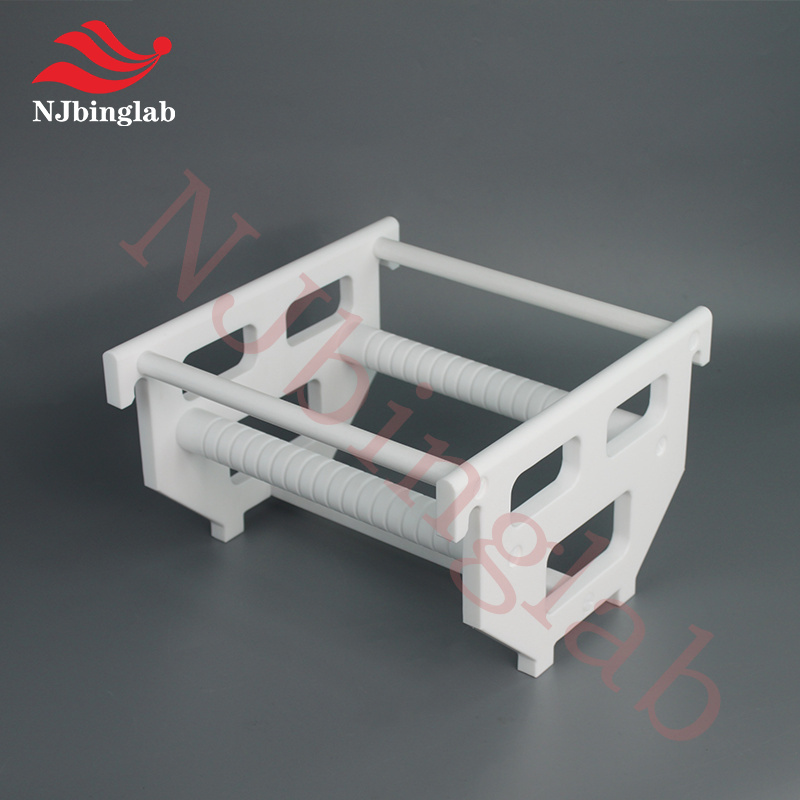 PTFE wafer cassette, for 140*140mm, 18 slots, Robot-arm compatible, with built-in hooks