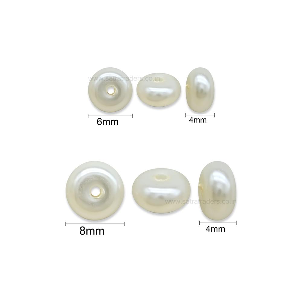Off-White Pearl Flat Round Glass Beads | GB78