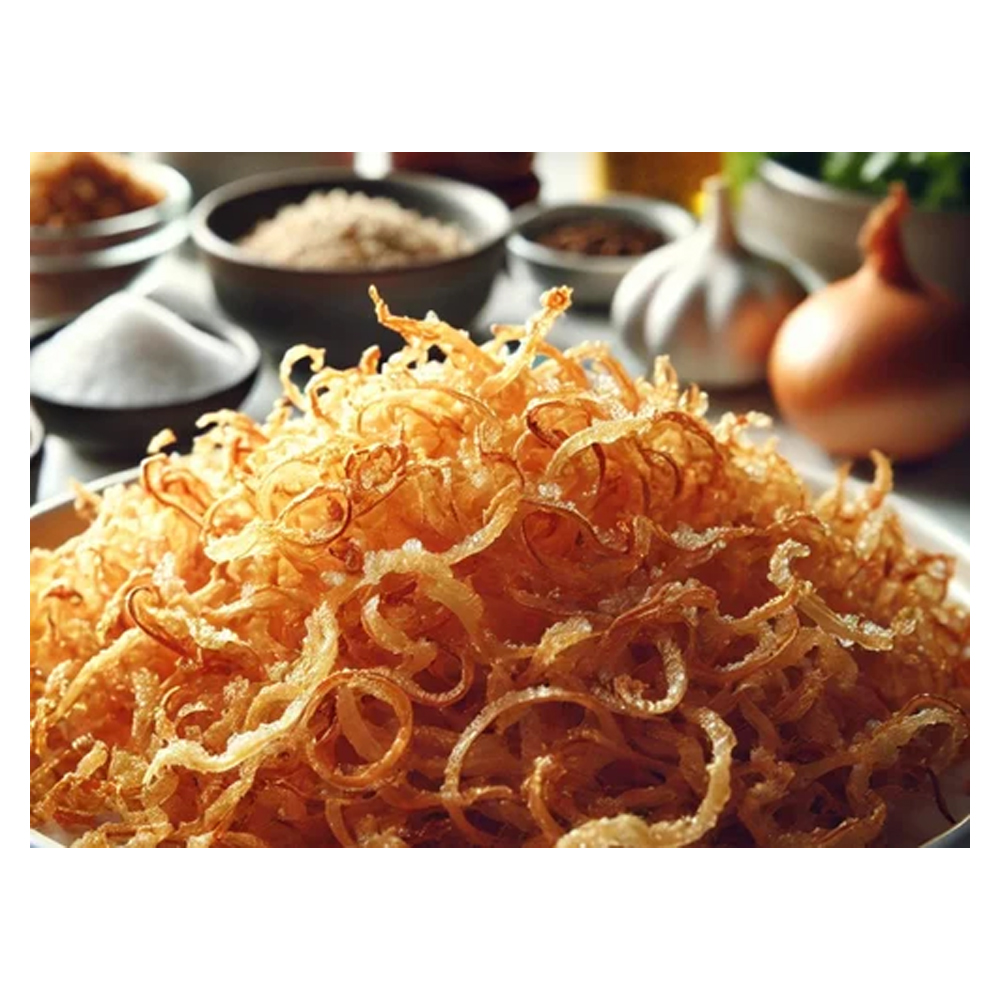 Pink coated fried onion