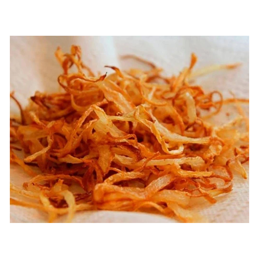 Pink coated fried onion