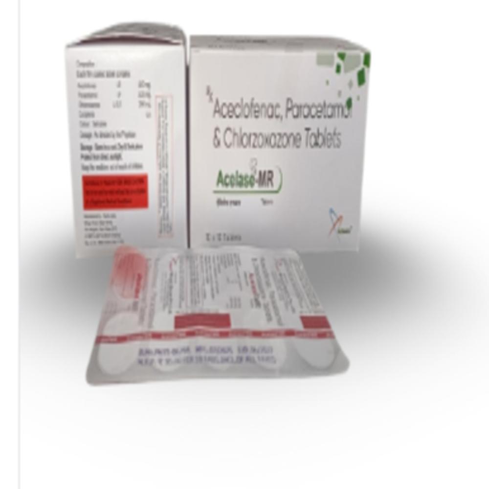 Aceclofenac 100mg + Paracetamol 325mg + Chlorzoxazone 250mg Tablet - Brand Name: Acelase-mr