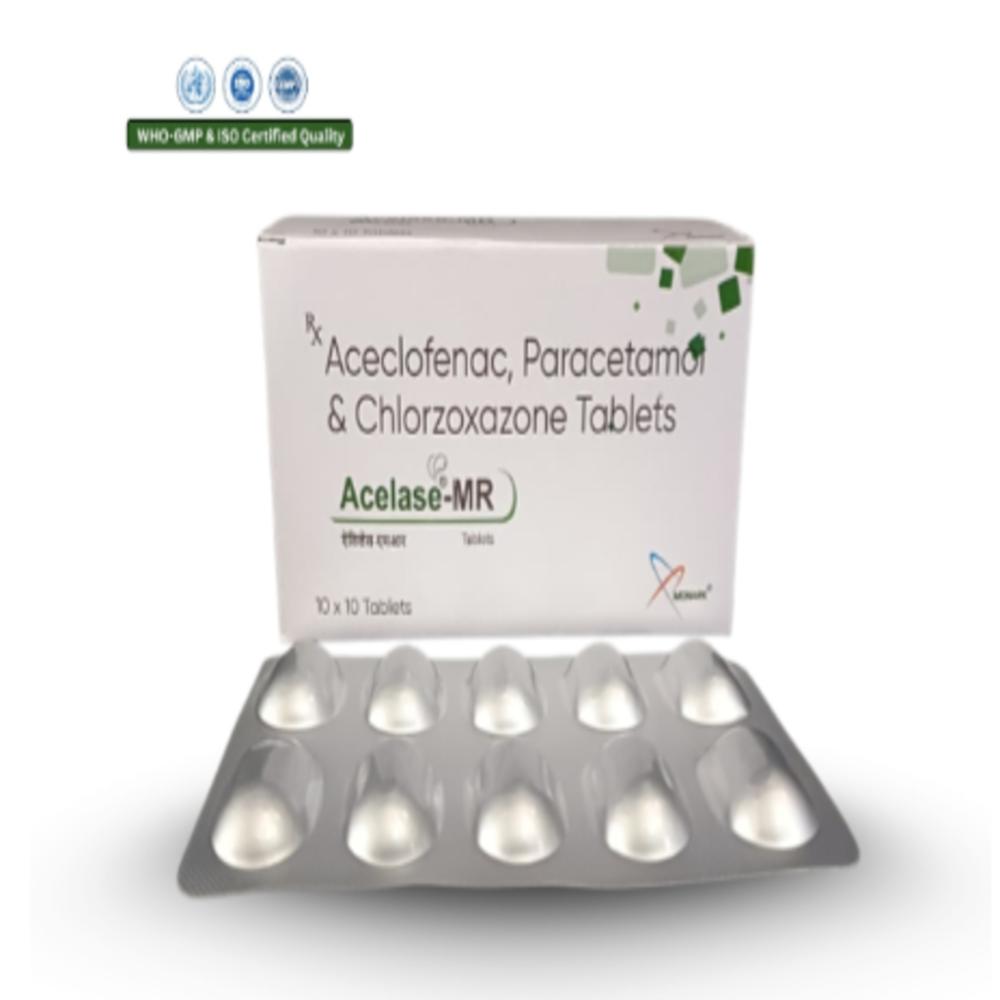 Aceclofenac 100mg + Paracetamol 325mg + Chlorzoxazone 250mg Tablet - Brand Name: Acelase-mr