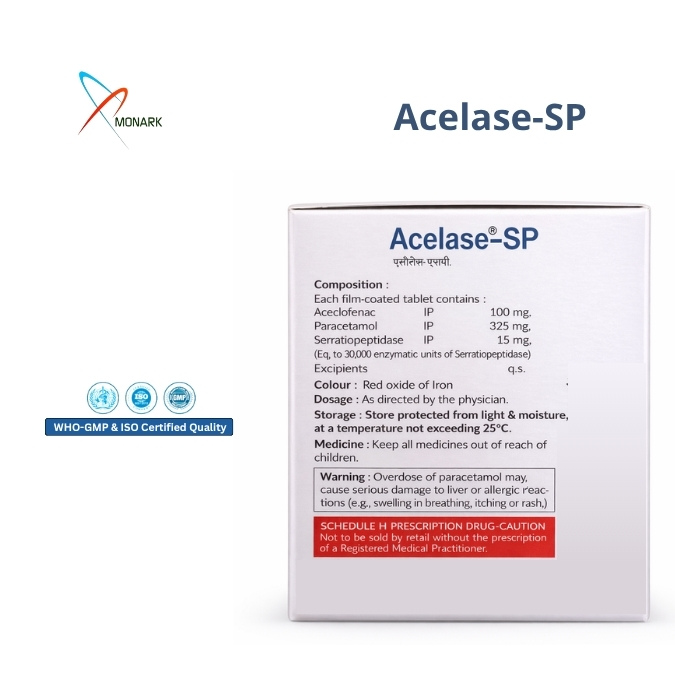 Aceclofenac 100mg + Paracetamol 325mg + Serratiopeptidase 15mg Tablet