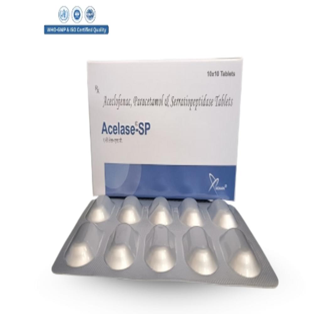 Aceclofenac 100mg + Paracetamol 325mg + Serratiopeptidase 15mg Tablet