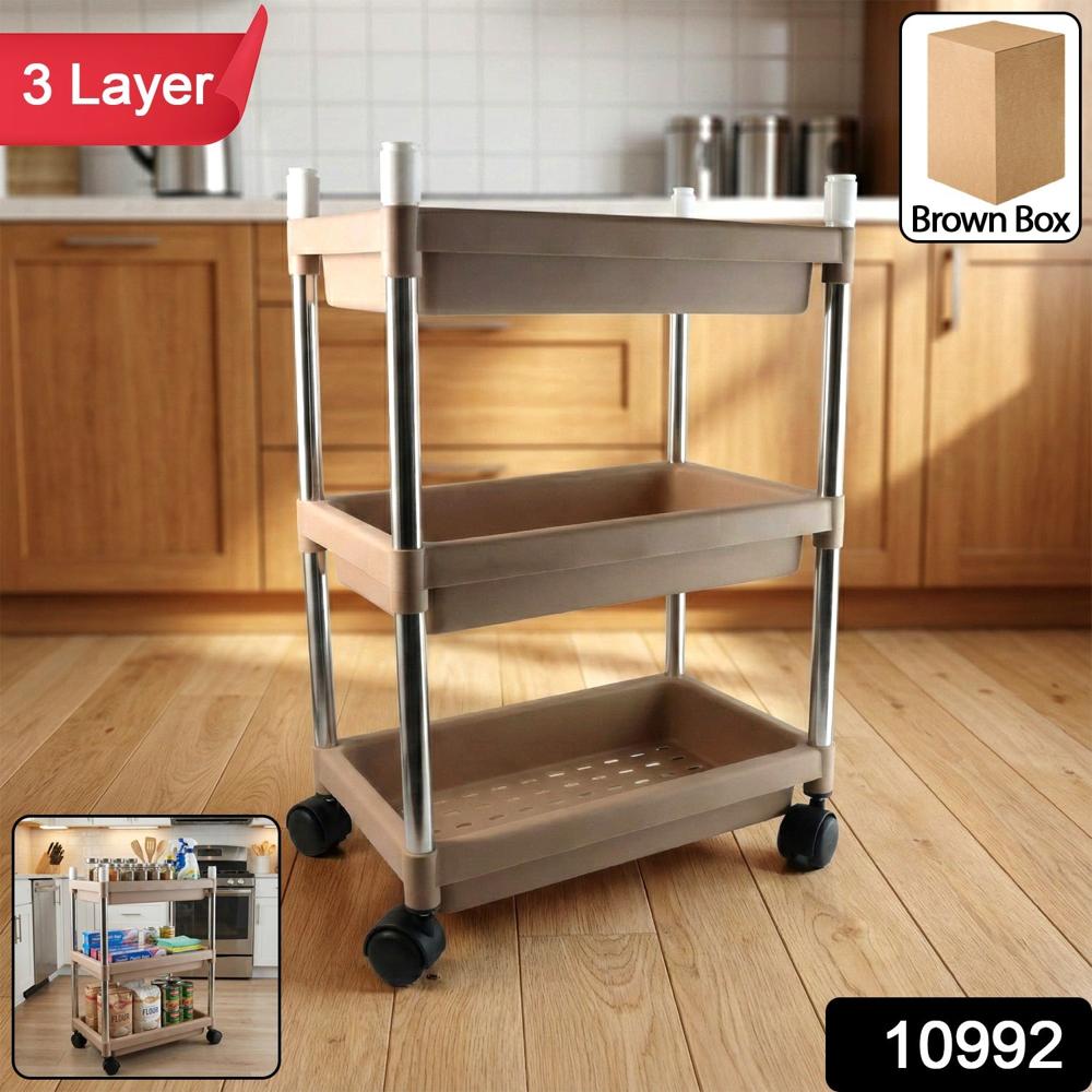 3 Layer Multipurpose Storage Trolley - Color: Mix