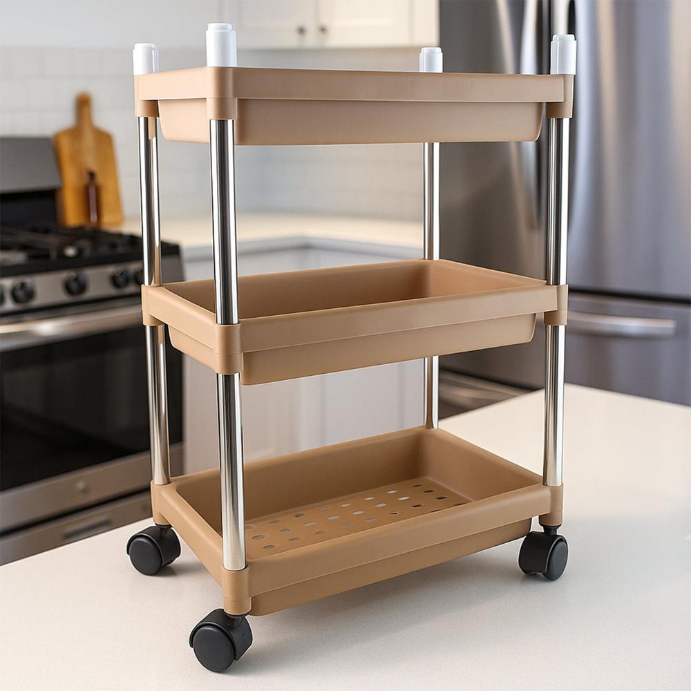 3 Layer Multipurpose Storage Trolley - Color: Mix