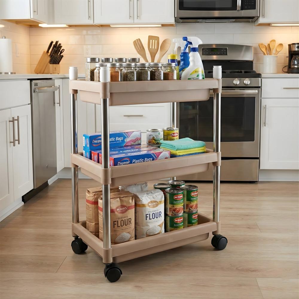 3 Layer Multipurpose Storage Trolley - Color: Mix