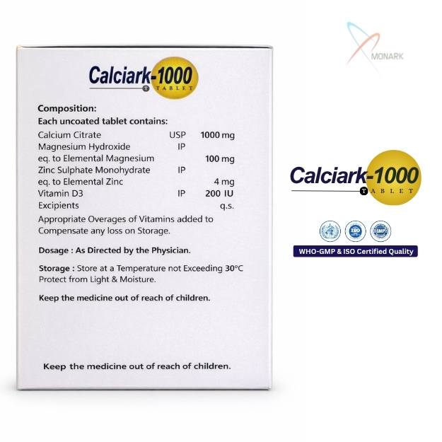 Calcium Citrate 1000mg + Magnesium 100mg + Zinc 4mg + Vitamin D3 200 i.u. Tablet