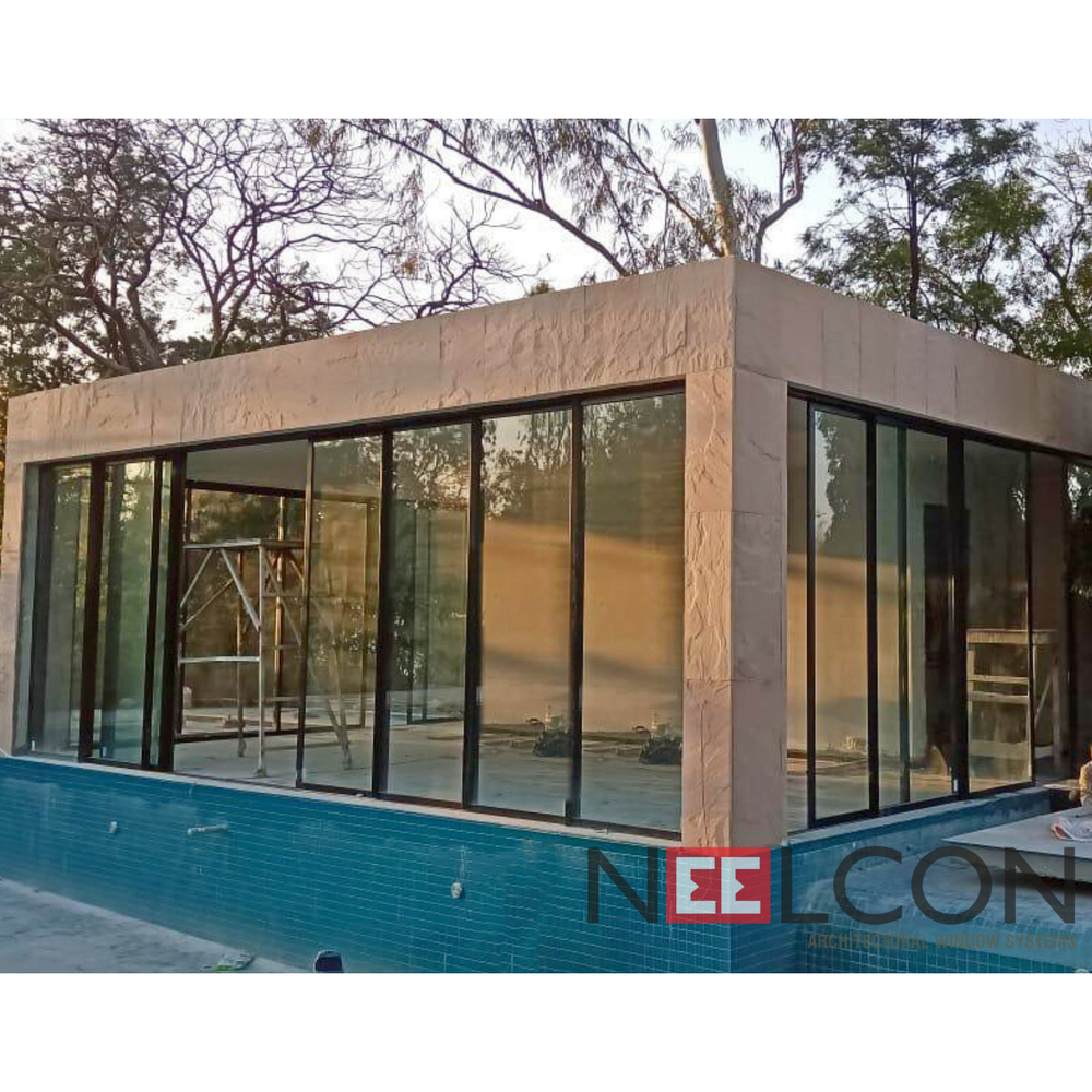 20mm Aluminium Steel Track DGU Glass Slim Interlock Profile Sliding window