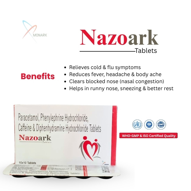 Paracetamol, Phenylephrine Hydrochloride, Caffeine And Diphenhydramine Hydrochloride Tablets - Brand Name: Nazoark