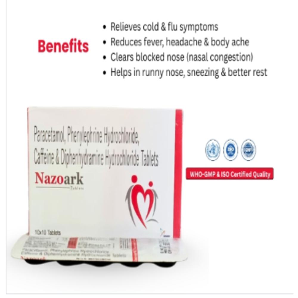 Paracetamol, Phenylephrine Hydrochloride, Caffeine And Diphenhydramine Hydrochloride Tablets - Brand Name: Nazoark