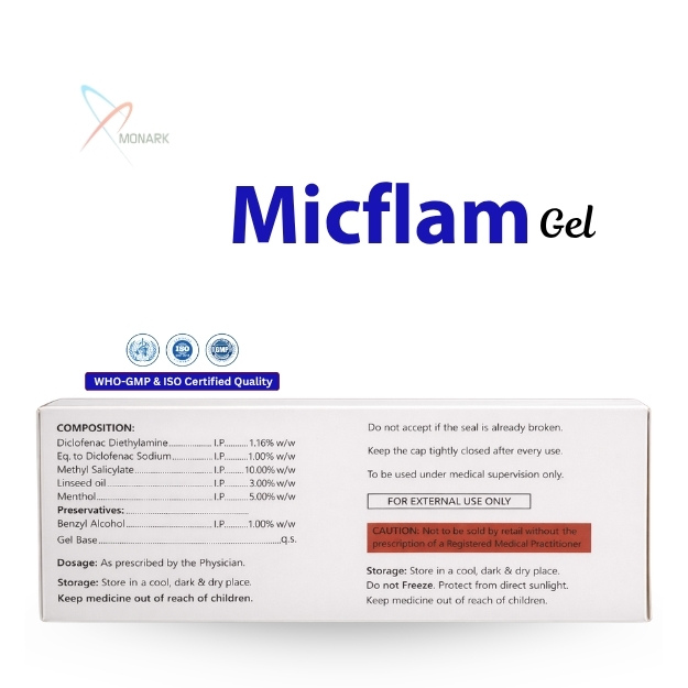 Diclofenac Diethylamine, Methyl Salicylate, Linseed Oil And Menthol Gel - Brand Name: Micflam