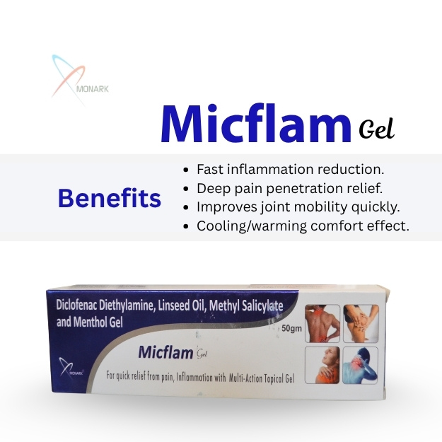 Diclofenac Diethylamine, Methyl Salicylate, Linseed Oil And Menthol Gel - Brand Name: Micflam