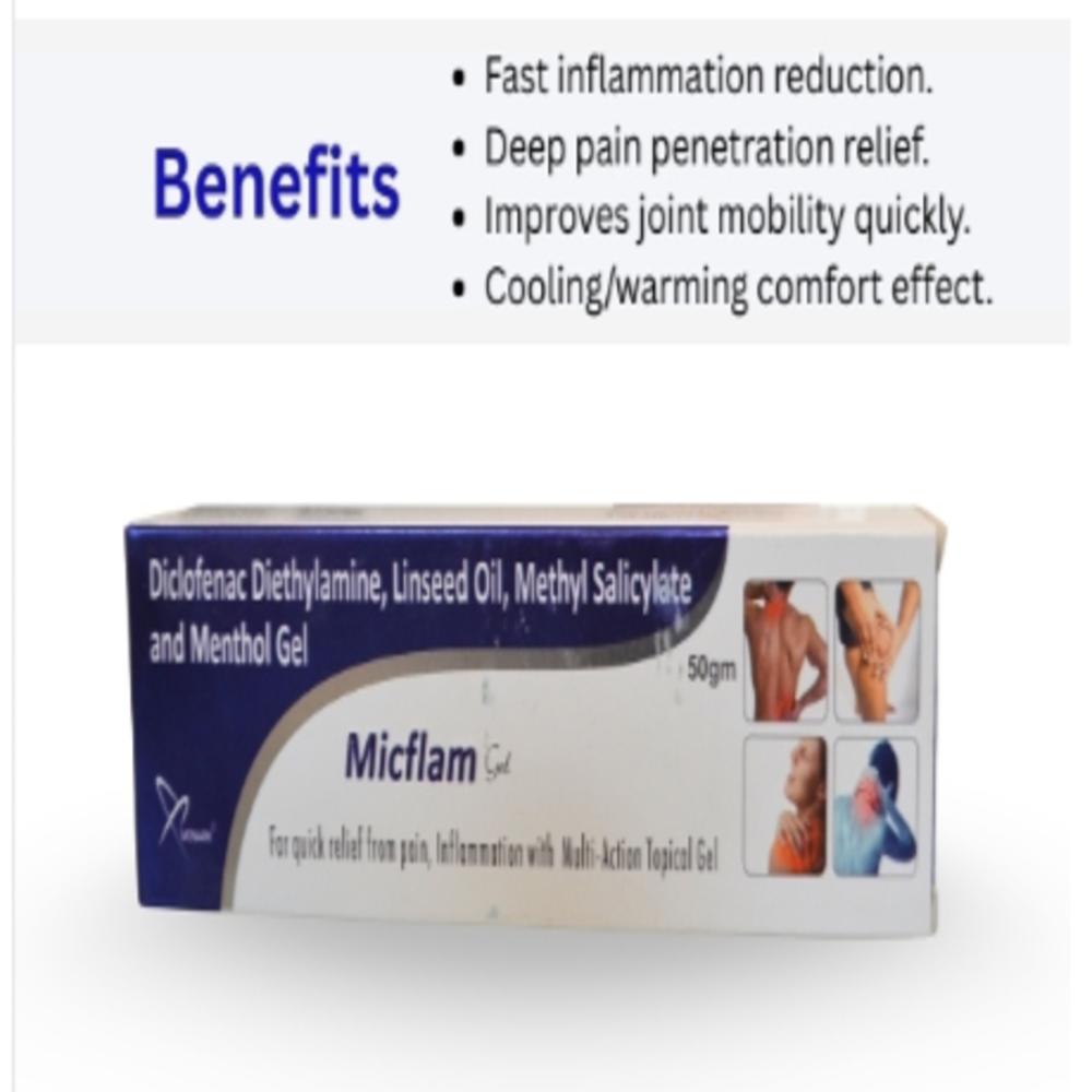 Diclofenac Diethylamine, Methyl Salicylate, Linseed Oil And Menthol Gel - Brand Name: Micflam