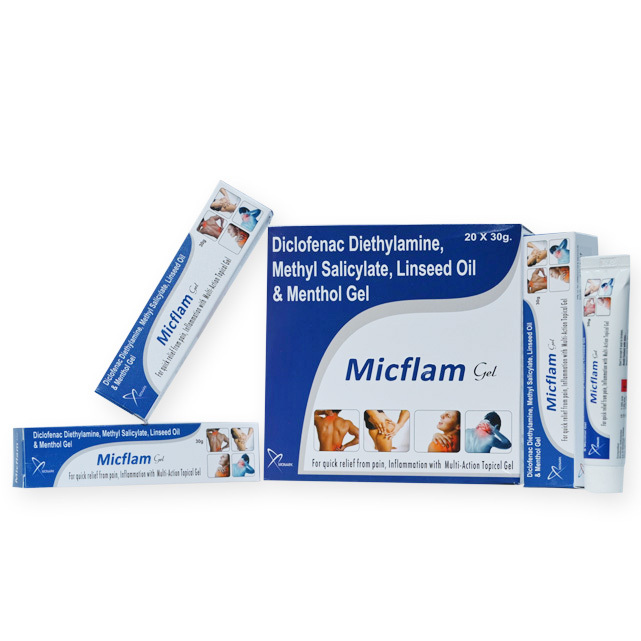 Diclofenac Diethylamine, Methyl Salicylate, Linseed Oil And Menthol Gel - Brand Name: Micflam