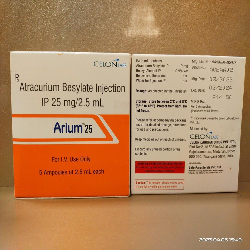 Arium 25 Atracurium Besylate Injection - Origin: Indian