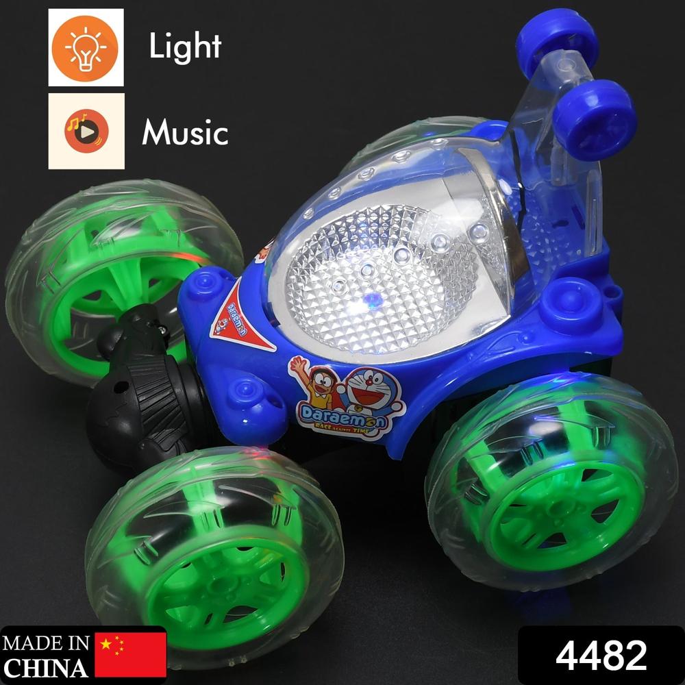 Rechargeable 360 Stunt Remote Control Car With 3d Lights, Music For Kids - Color: Mix
