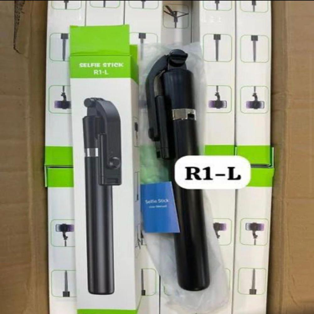 Selfie Stick R1-L with Tripod Stand, Wireless Remote, Extendable, Black, Portable