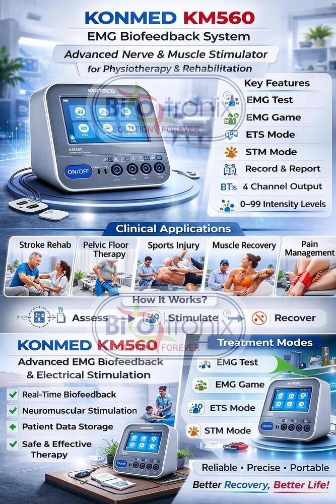 Konmed KM-560 EMG Biofeedback Equipment with Clinical Modes