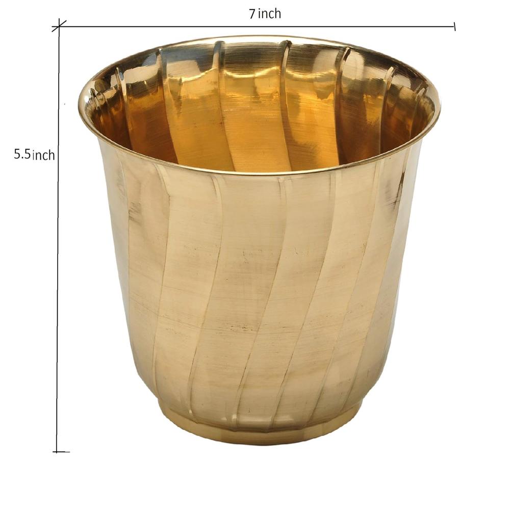 Decorative Brass Planter (Diameter 7 inch X Height 5.5 inch) Home Decor, Garden