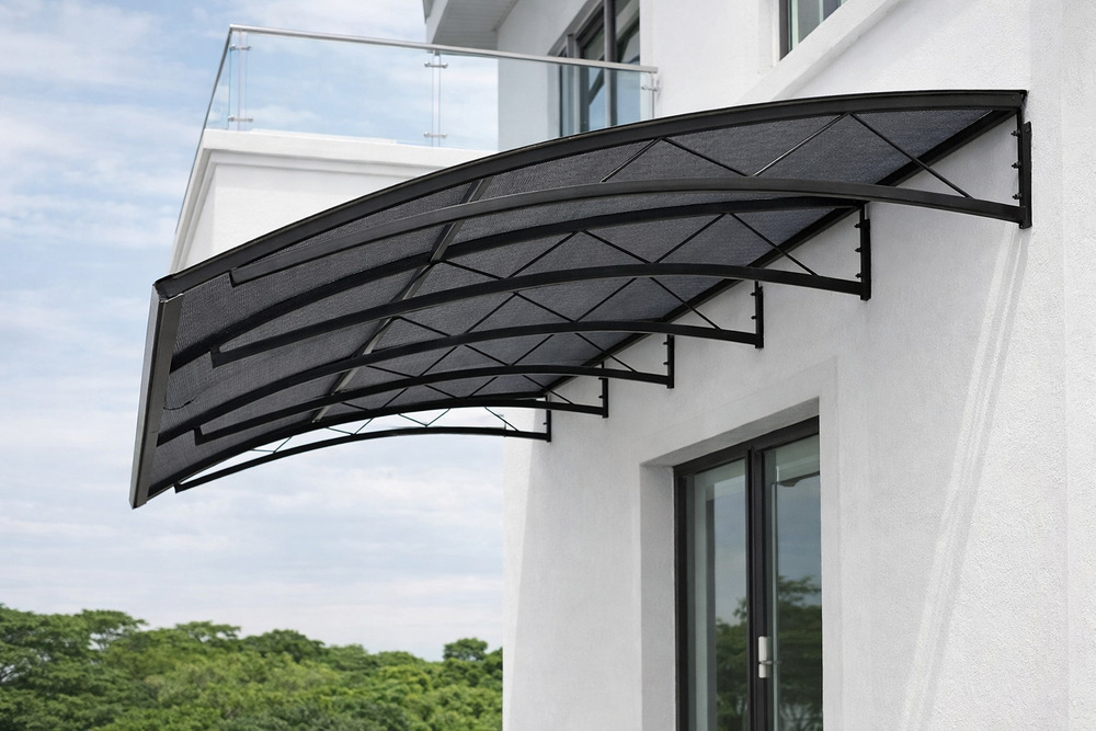 Modern White Building With Curved Canopy