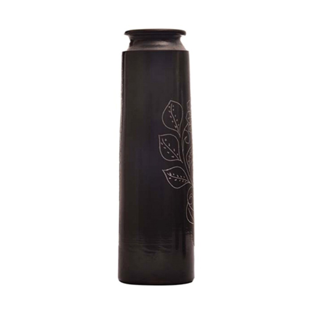 Black pottery flower vases