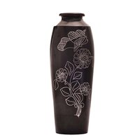 Black Pottery Engraved Flower Vase