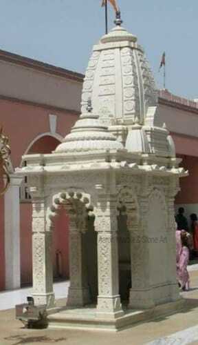White Hindu Marble Carved Temple
