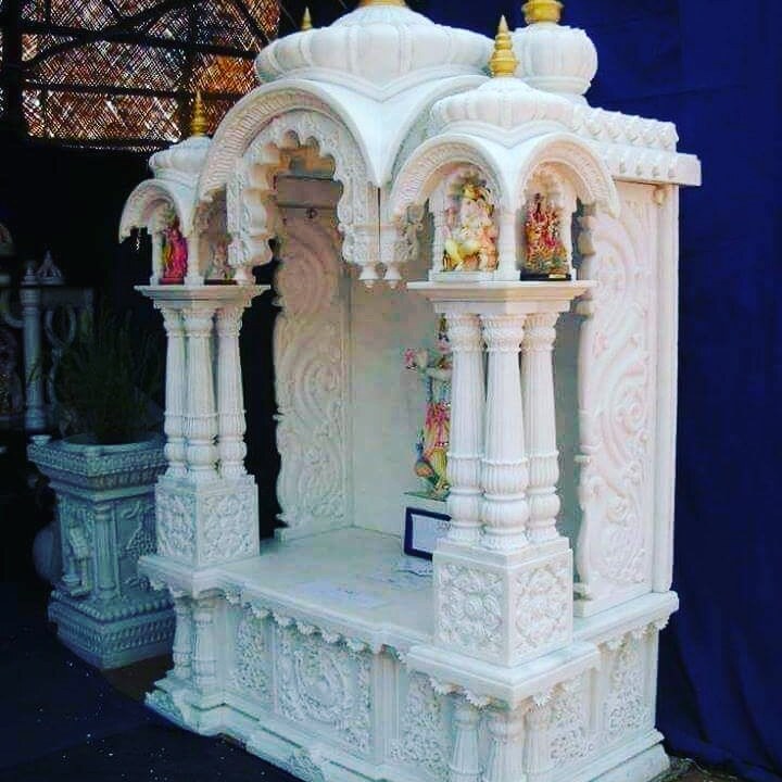 White Hindu Marble Carved Temple