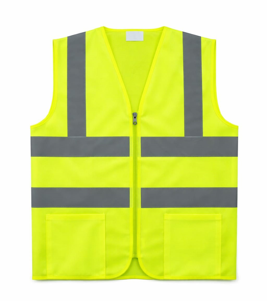 Hi Visibility  Reflective Safety Jacket With Zipper