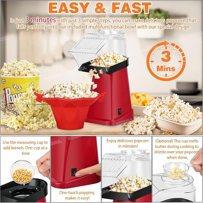 Hot Air Popper, Electric Popcorn Maker