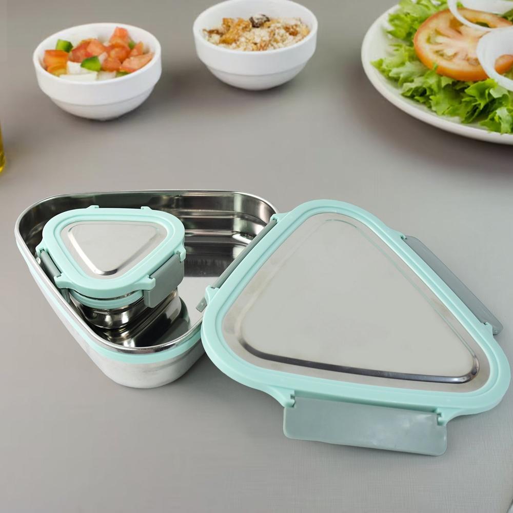 Ganesh Trinity 2 Piece Stainless Steel Triangle Lunch Box Set