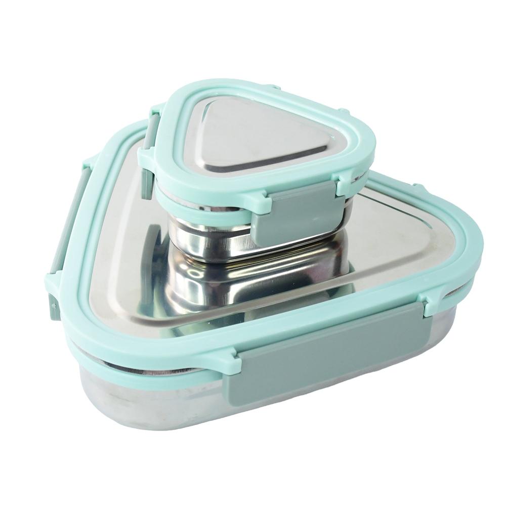 Ganesh Trinity 2 Piece Stainless Steel Triangle Lunch Box Set