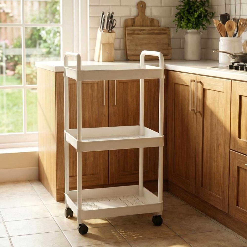3 Layer Multipurpose Rolling Storage Trolley (1 Pc) - Color: Mix