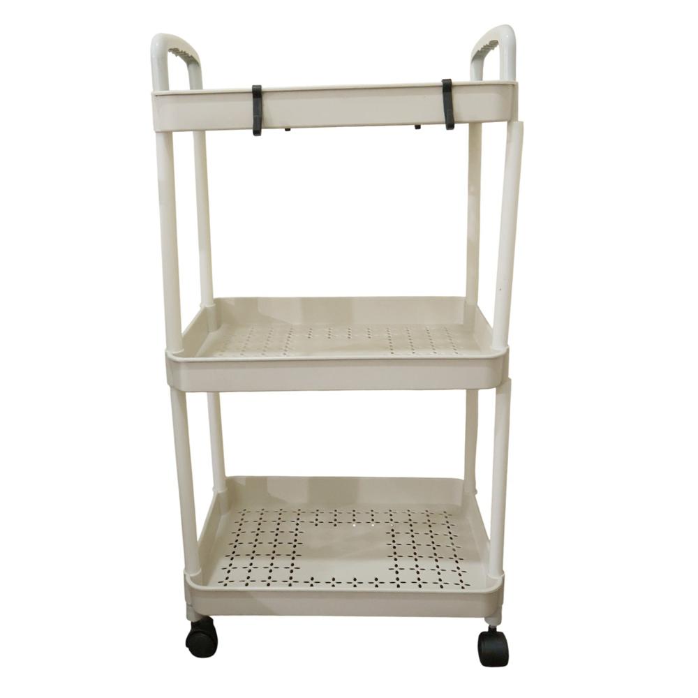3 Layer Multipurpose Rolling Storage Trolley (1 Pc) - Color: Mix