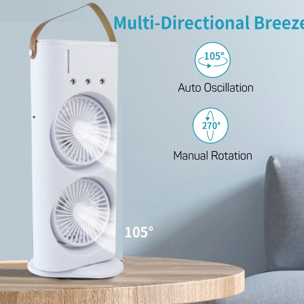 Electric Fan Desktop Double-Head Powerful Air (1 Pc / With Remote / Plug And Play) - Product Type: Beauty Products