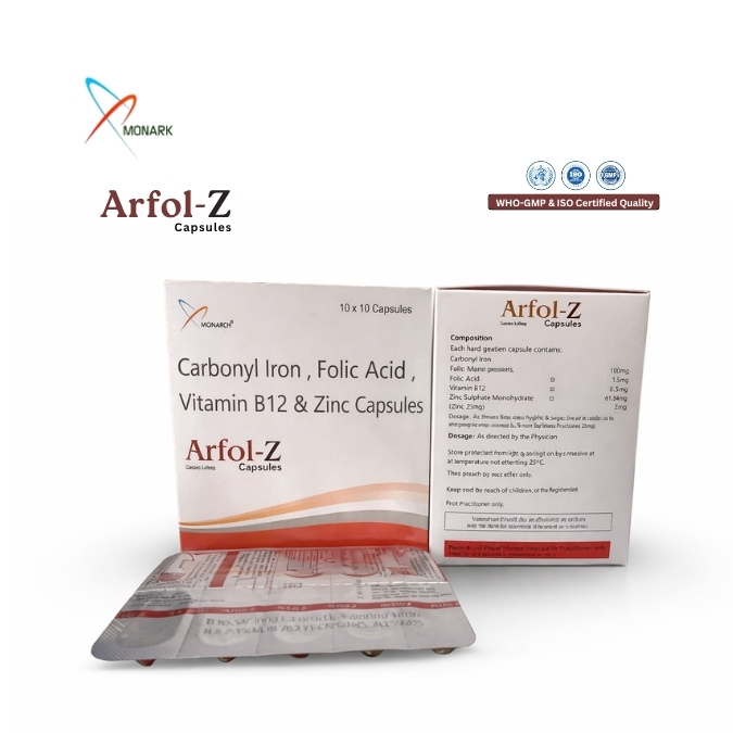 Carbonyl Iron, Zinc Sulphate, Folic Acid And Vitamin B12 Capsules - Brand Name: Arfol-z