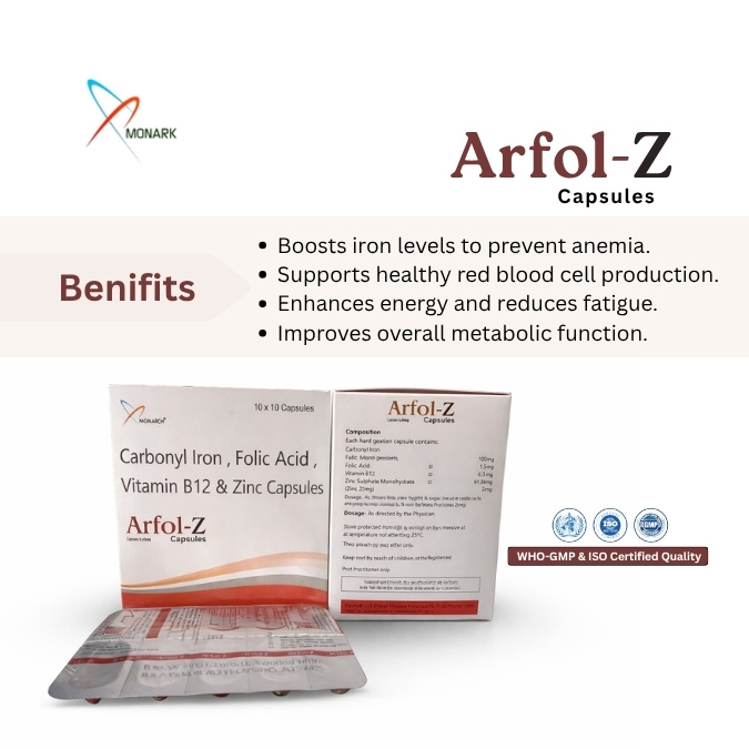 Carbonyl Iron, Zinc Sulphate, Folic Acid And Vitamin B12 Capsules - Brand Name: Arfol-z