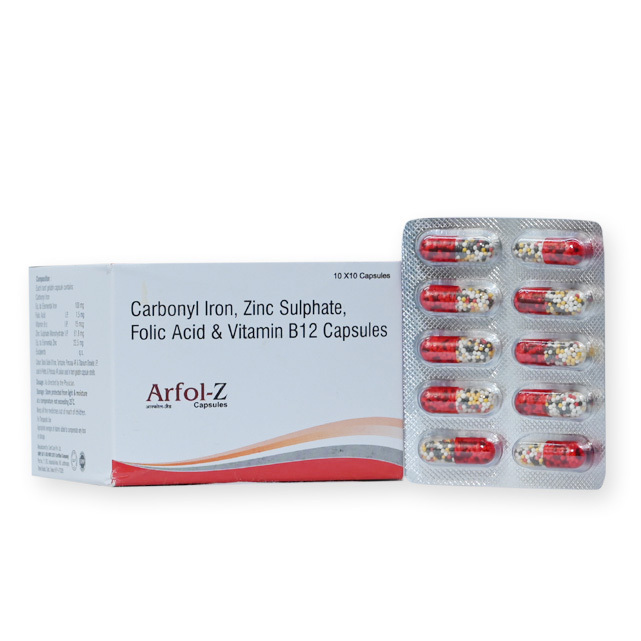 Carbonyl Iron, Zinc Sulphate, Folic Acid And Vitamin B12 Capsules - Brand Name: Arfol-z